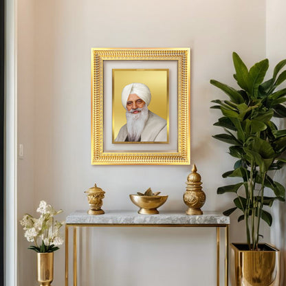 Baba Gurinder Singh Ji Maharaj | Spiritual Master of Radha Soami Satsang Beas Wall Mount Photo Frame in 24K Gold Plated Foil
