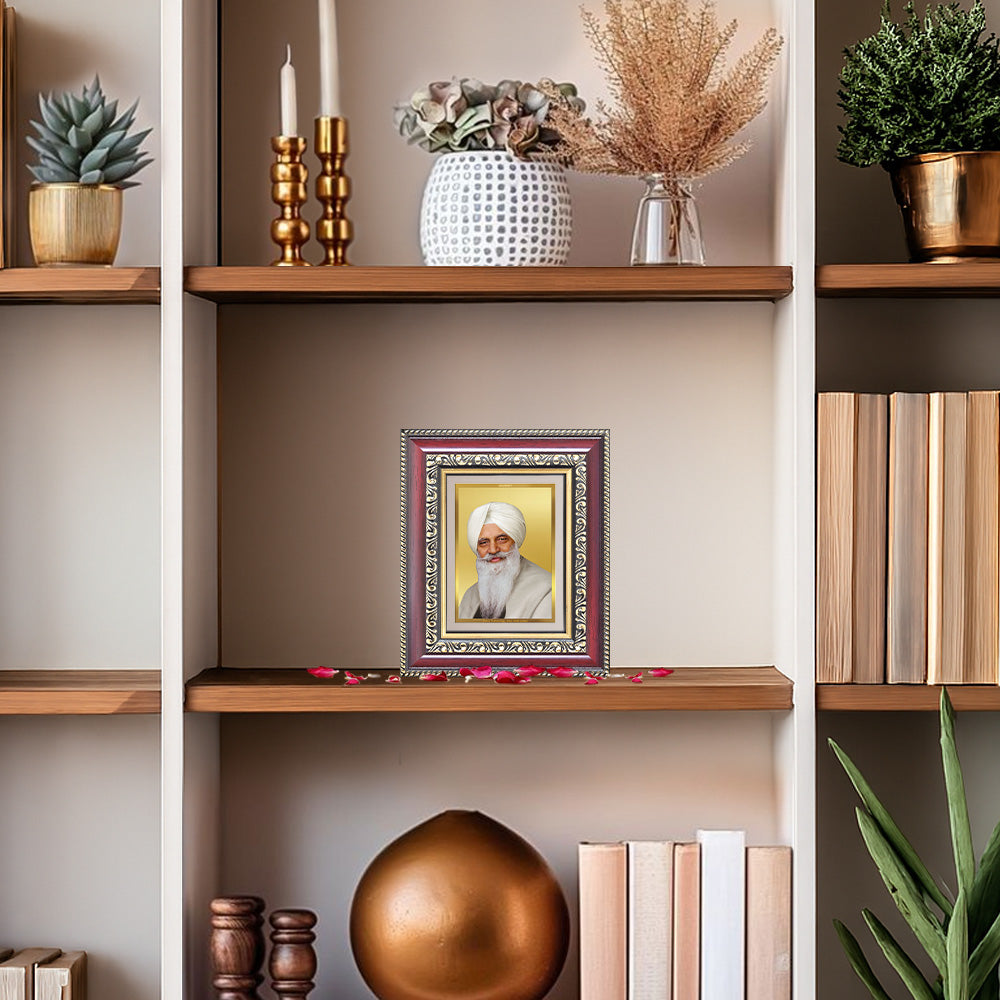 Baba Gurinder Singh Ji Maharaj | Spiritual Master of Radha Soami Satsang Beas Wall & Tabletop Frame in 24K Gold Plated Foil