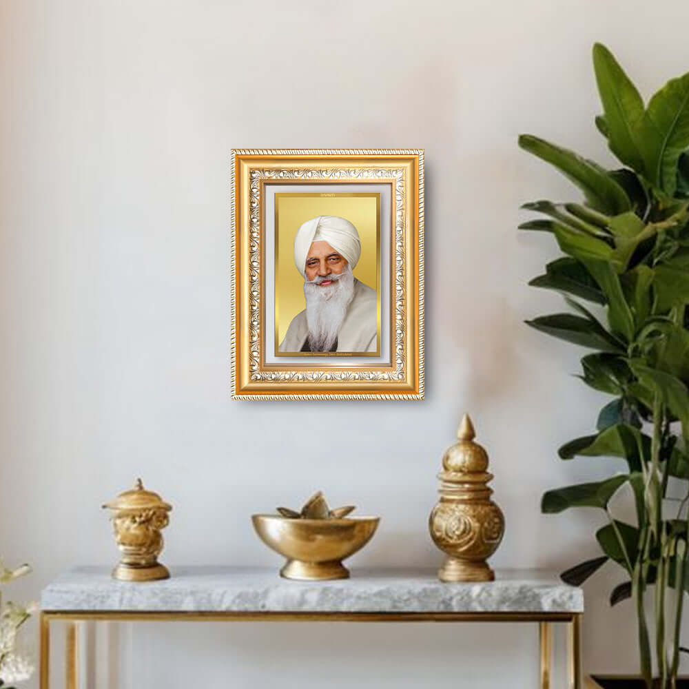 Baba Gurinder Singh Ji | Spiritual Master of Radha Soami Satsang Beas Wall and Tabletop Photo Frame in 24K Gold Plated Foil