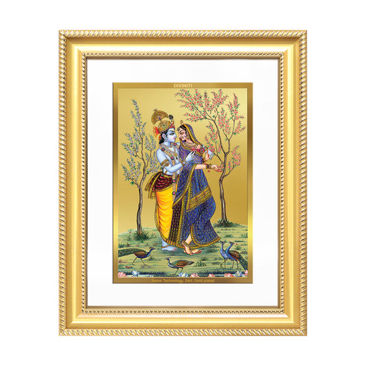 Radha Krishna | Divine Love Eternal Wall Mount Photo Frame in 24K Gold Plated Foil