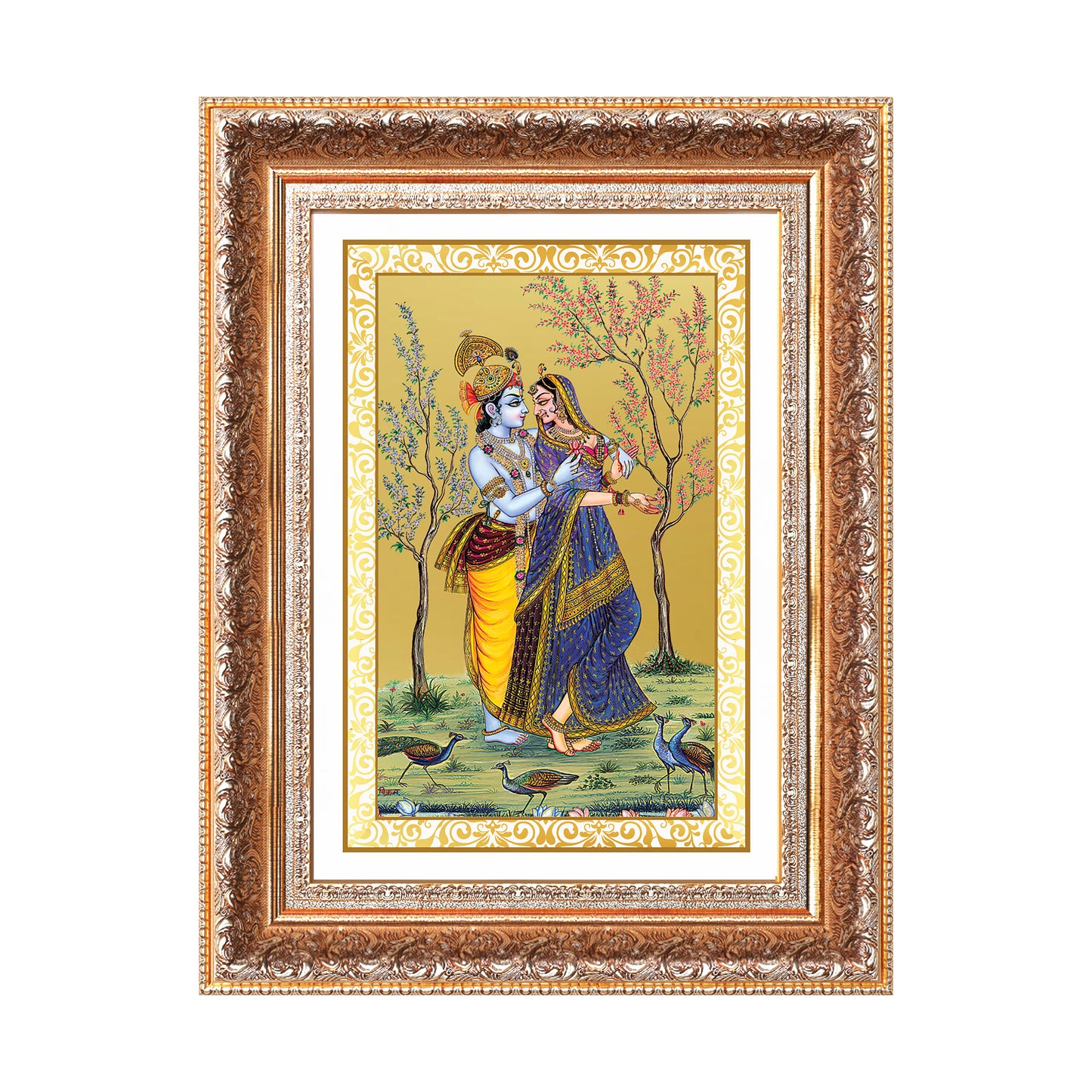 Radha Krishna | Divine Love Eternal Wall Mount Photo Frame in 24K Gold Plated Foil
