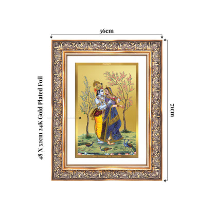Radha Krishna | Divine Love Eternal Wall Mount Photo Frame in 24K Gold Plated Foil