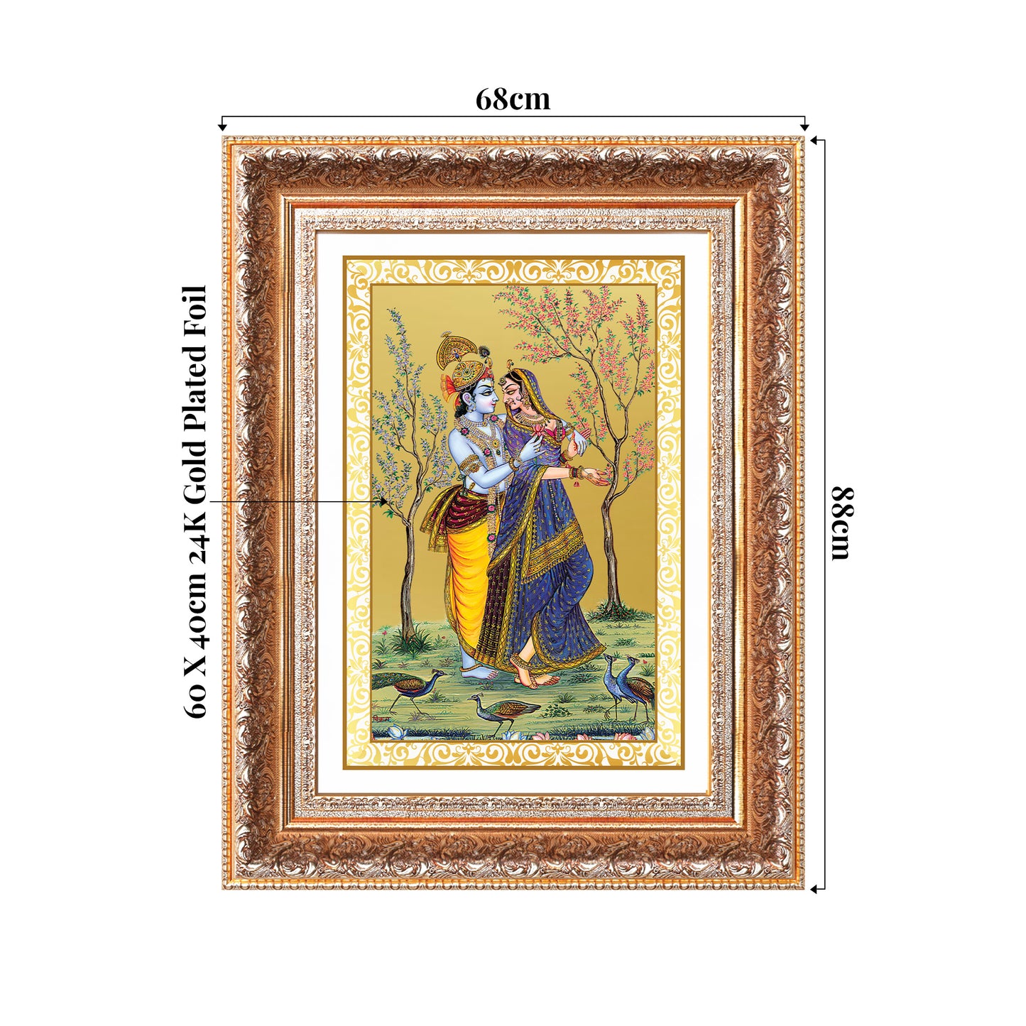 Radha Krishna | Divine Love Eternal Wall Mount Photo Frame in 24K Gold Plated Foil