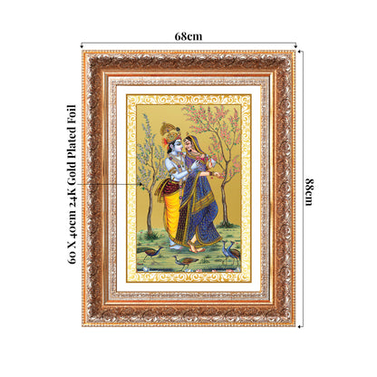Radha Krishna | Divine Love Eternal Wall Mount Photo Frame in 24K Gold Plated Foil