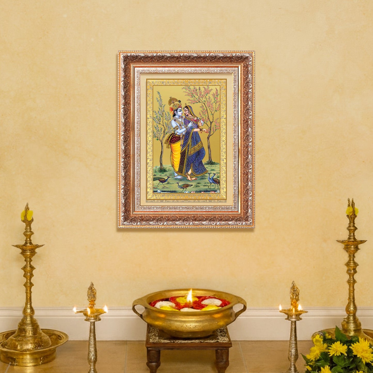 Radha Krishna | Divine Love Eternal Wall Mount Photo Frame in 24K Gold Plated Foil