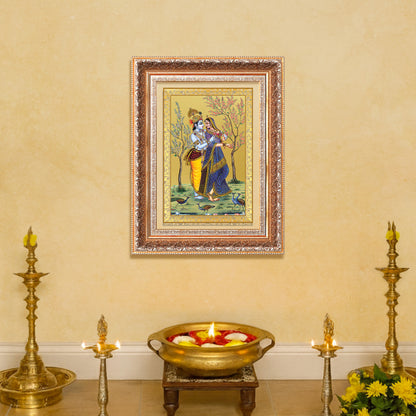 Radha Krishna | Divine Love Eternal Wall Mount Photo Frame in 24K Gold Plated Foil