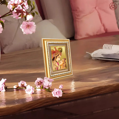 Krishna with Flute | Lord Krishna Wall & Tabletop Photo Frame in 24K Gold Plated Foil