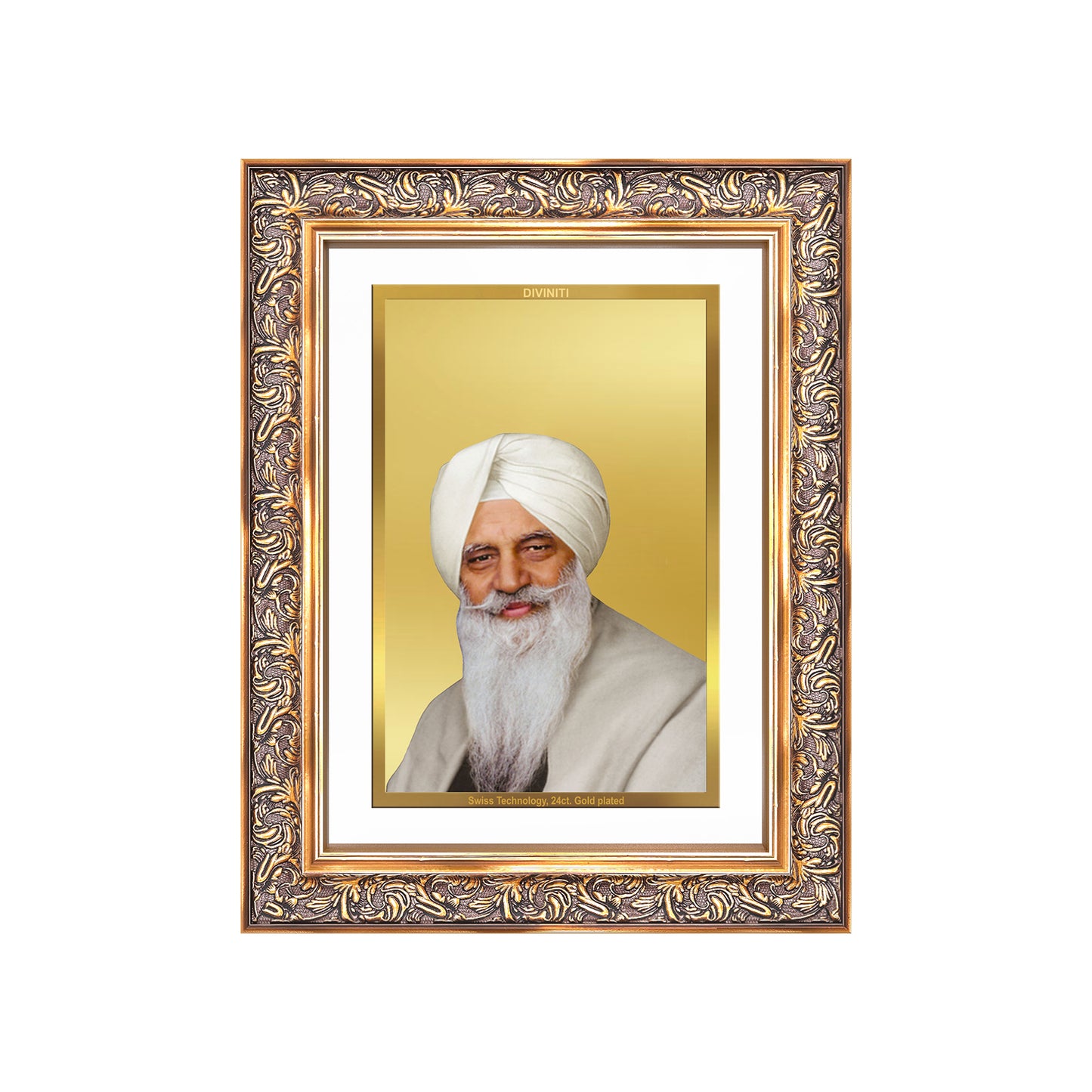 Baba Gurinder Singh Ji Maharaj | Spiritual Master of Radha Soami Satsang Beas Wall Mount Photo Frame in 24K Gold Plated Foil