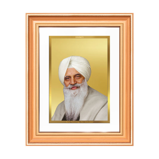 Baba Gurinder Singh Ji Maharaj | Spiritual Master of Radha Soami Satsang Beas Wall Mount Photo Frame in 24K Gold Plated Foil