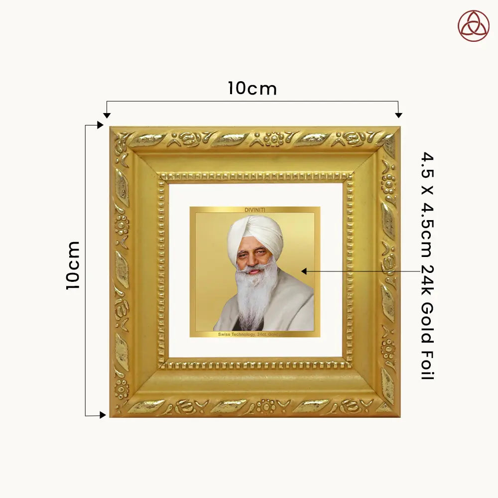 Baba Gurinder Singh Ji Maharaj | Spiritual Master of Radha Soami Satsang Beas Tabletop Frame in 24K Gold Plated Foil
