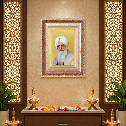 Baba Gurinder Singh Ji Maharaj | Spiritual Master of Radha Soami Satsang Beas Wall Mount Photo Frame in 24K Gold Plated Foil
