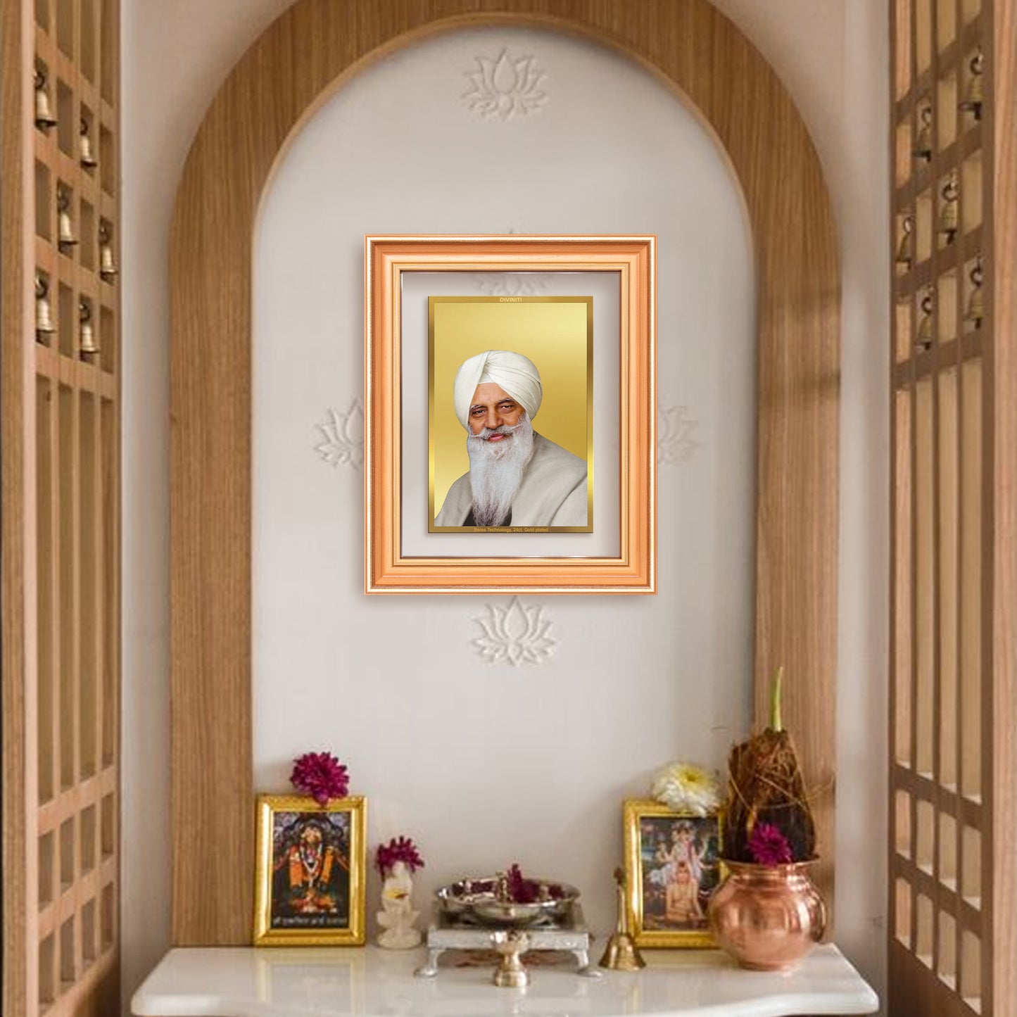 Baba Gurinder Singh Ji Maharaj | Spiritual Master of Radha Soami Satsang Beas Wall Mount Photo Frame in 24K Gold Plated Foil