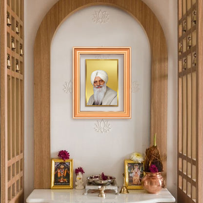Baba Gurinder Singh Ji Maharaj | Spiritual Master of Radha Soami Satsang Beas Wall Mount Photo Frame in 24K Gold Plated Foil