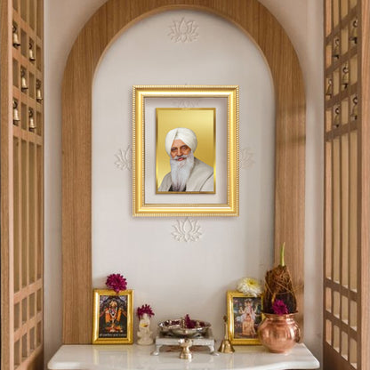 Baba Gurinder Singh Ji Maharaj | Spiritual Master of Radha Soami Satsang Beas Wall Mount Photo Frame in 24K Gold Plated Foil