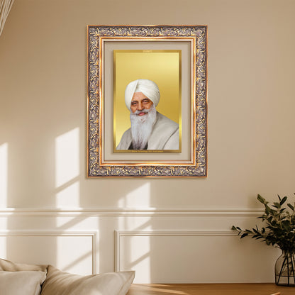 Baba Gurinder Singh Ji Maharaj | Spiritual Master of Radha Soami Satsang Beas Wall Mount Photo Frame in 24K Gold Plated Foil