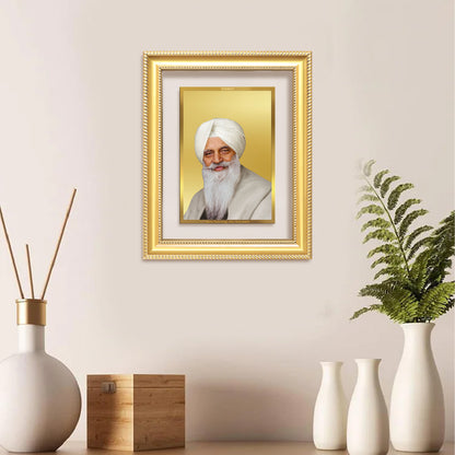 Baba Gurinder Singh Ji Maharaj | Spiritual Master of Radha Soami Satsang Beas Wall Mount Photo Frame in 24K Gold Plated Foil