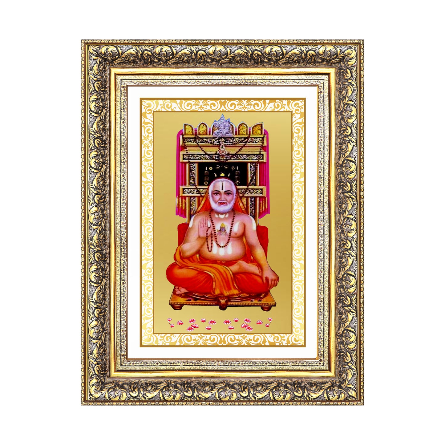 Sri Raghavendra Tirtha Swami | Revered Madhwa Saint Wall Mount Photo Frame in 24K Gold Plated Foil