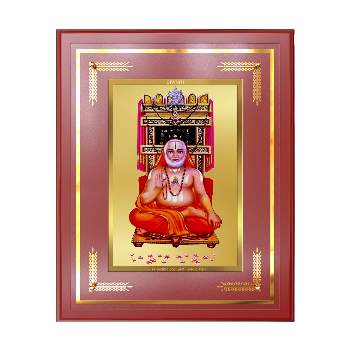 Sri Raghavendra Tirtha Swami | Revered Madhwa Saint Wall Mount Photo Frame in 24K Gold Plated Foil