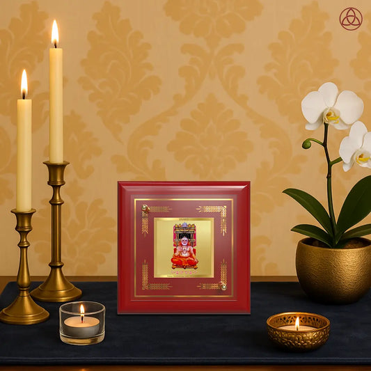 Sri Raghavendra Tirtha Swami | Revered Madhwa Saint Tabletop Frame in 24K Gold Plated Foil
