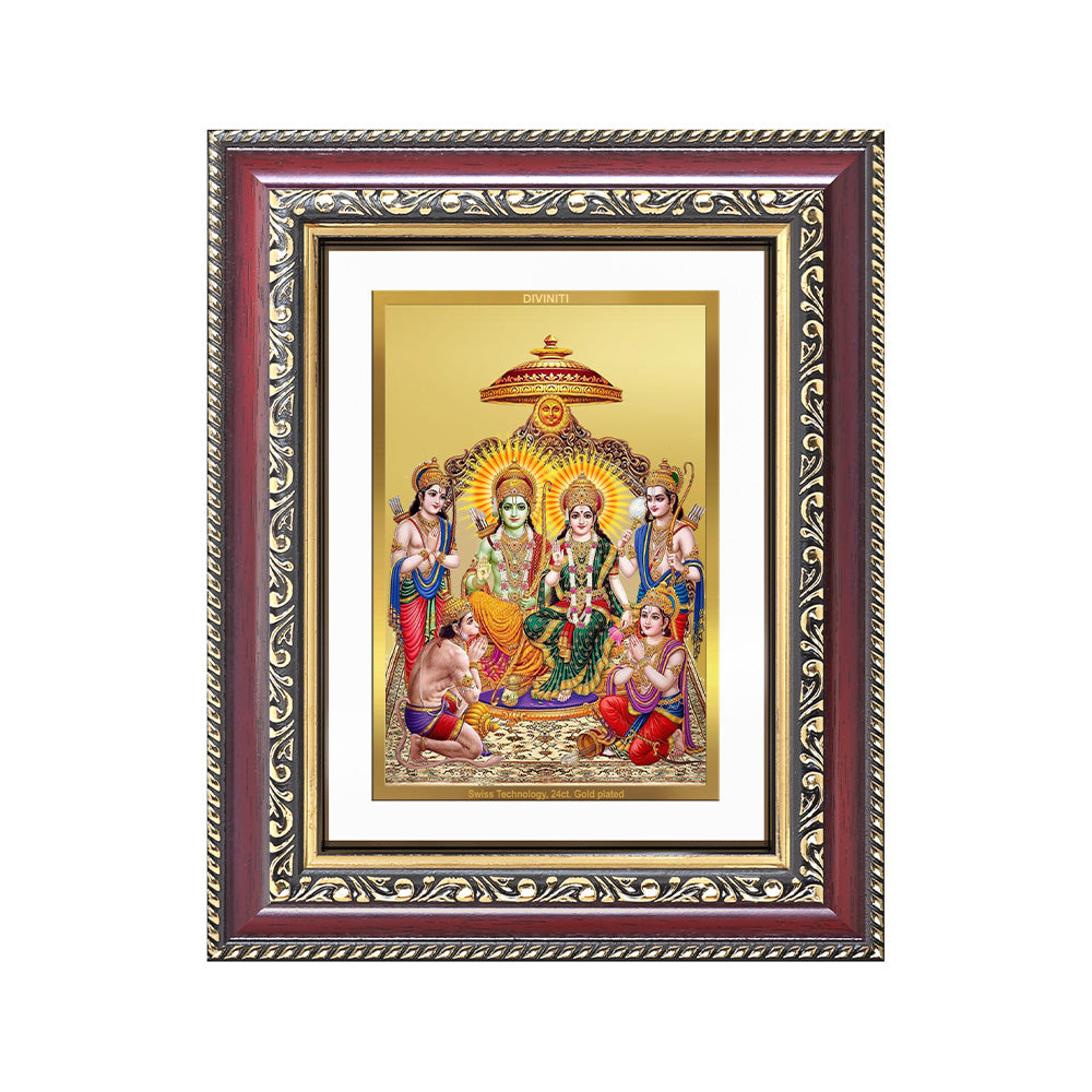 Ram Darbar | Divine Royal Family Wall and Tabletop Photo Frame in 24K Gold Plated Foil