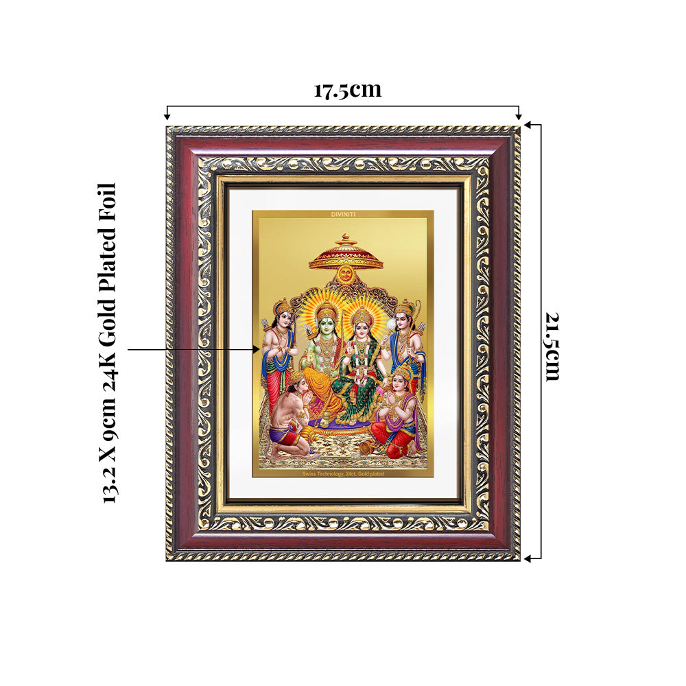 Ram Darbar | Divine Royal Family Wall and Tabletop Photo Frame in 24K Gold Plated Foil