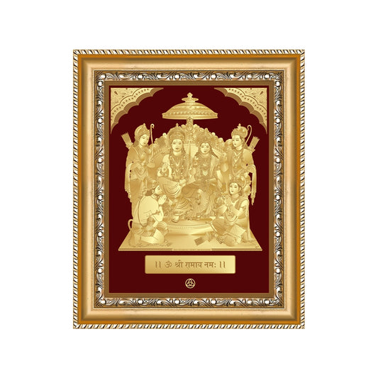 Ram Darbar | Divine Royal Family Gold on Gold Wall Hanging Frame in 24K Gold Plated Foil