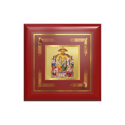 Ram Darbar | Lord Ram with Sita, Lakshman & Hanuman | Divine Royal Court For Tabletop Frame in 24K Gold Plated Foil