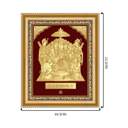 Ram Darbar | Divine Royal Family Gold on Gold Wall Hanging Frame in 24K Gold Plated Foil