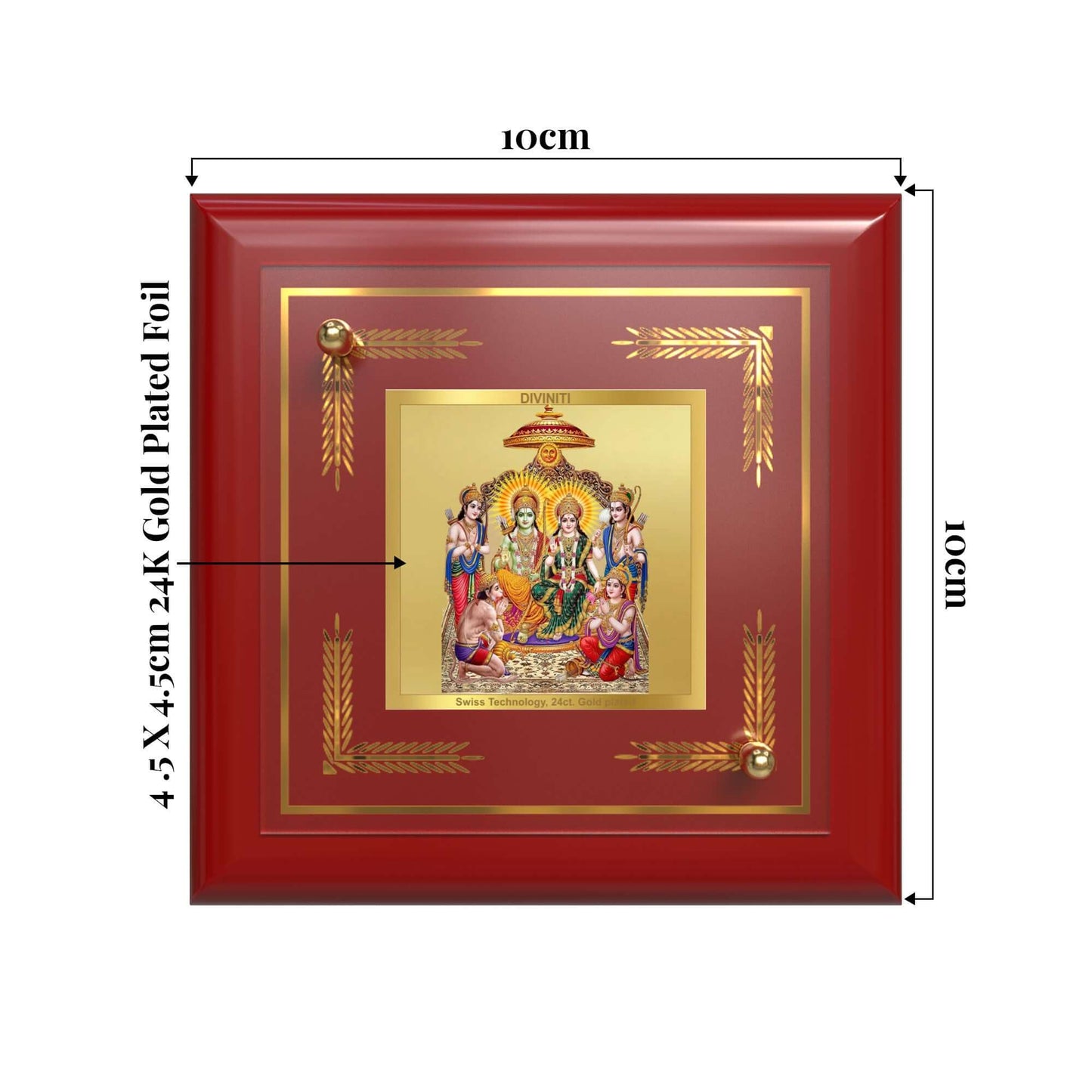 Ram Darbar | Lord Ram with Sita, Lakshman & Hanuman | Divine Royal Court For Tabletop Frame in 24K Gold Plated Foil