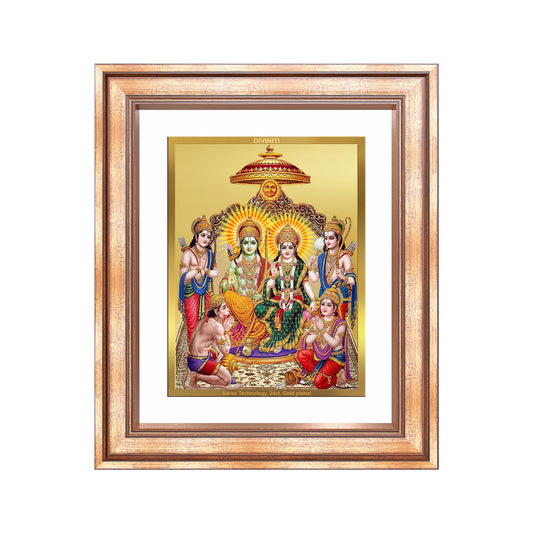 Ram Darbar | Divine Royal Family Wall Mount Photo Frame in 24K Gold Plated Foil