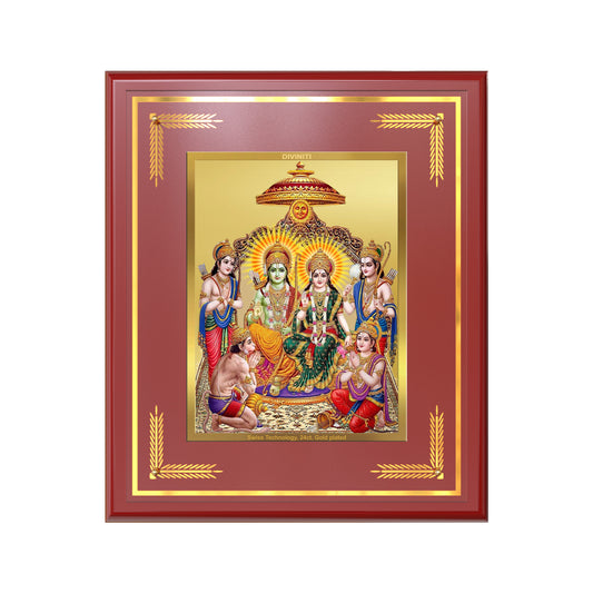 Ram Darbar | Divine Royal Family Wall Mount Photo Frame in 24K Gold Plated Foil