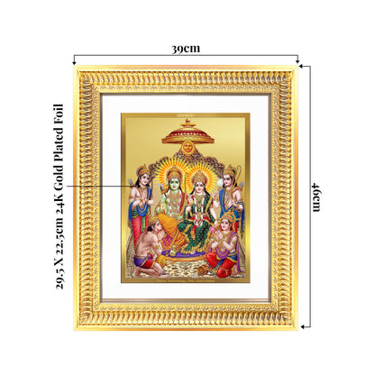 Ram Darbar | Divine Royal Family Wall Mount Photo Frame in 24K Gold Plated Foil
