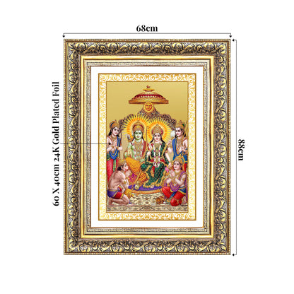 Ram Darbar | Divine Royal Family Wall Mount Photo Frame in 24K Gold Plated Foil