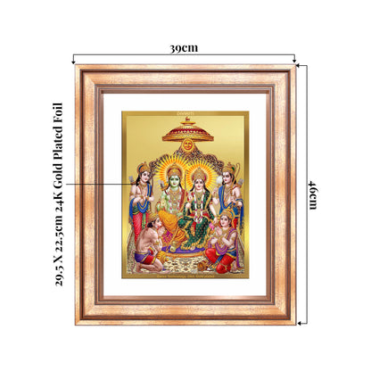 Ram Darbar | Divine Royal Family Wall Mount Photo Frame in 24K Gold Plated Foil