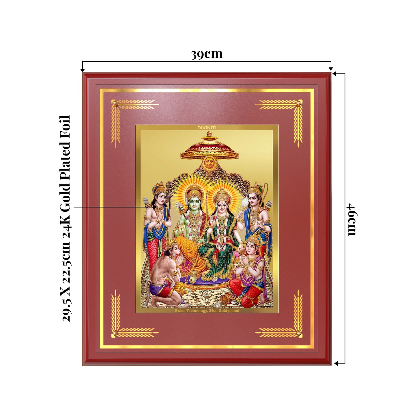 Ram Darbar | Divine Royal Family Wall Mount Photo Frame in 24K Gold Plated Foil
