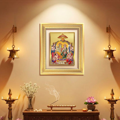 Ram Darbar | Divine Royal Family Wall Mount Photo Frame in 24K Gold Plated Foil