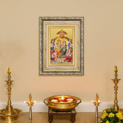 Ram Darbar | Divine Royal Family Wall Mount Photo Frame in 24K Gold Plated Foil