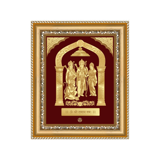 Ram Darbar with Arch | Divine Royal Family Gold on Gold Wall Hanging Frame in 24K Gold Plated Foil