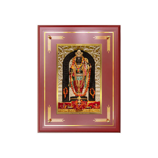 Ram Lalla with Arch Photo Frame featuring the sacred child form of Lord Ram in ornate design, 24K gold-plated.
