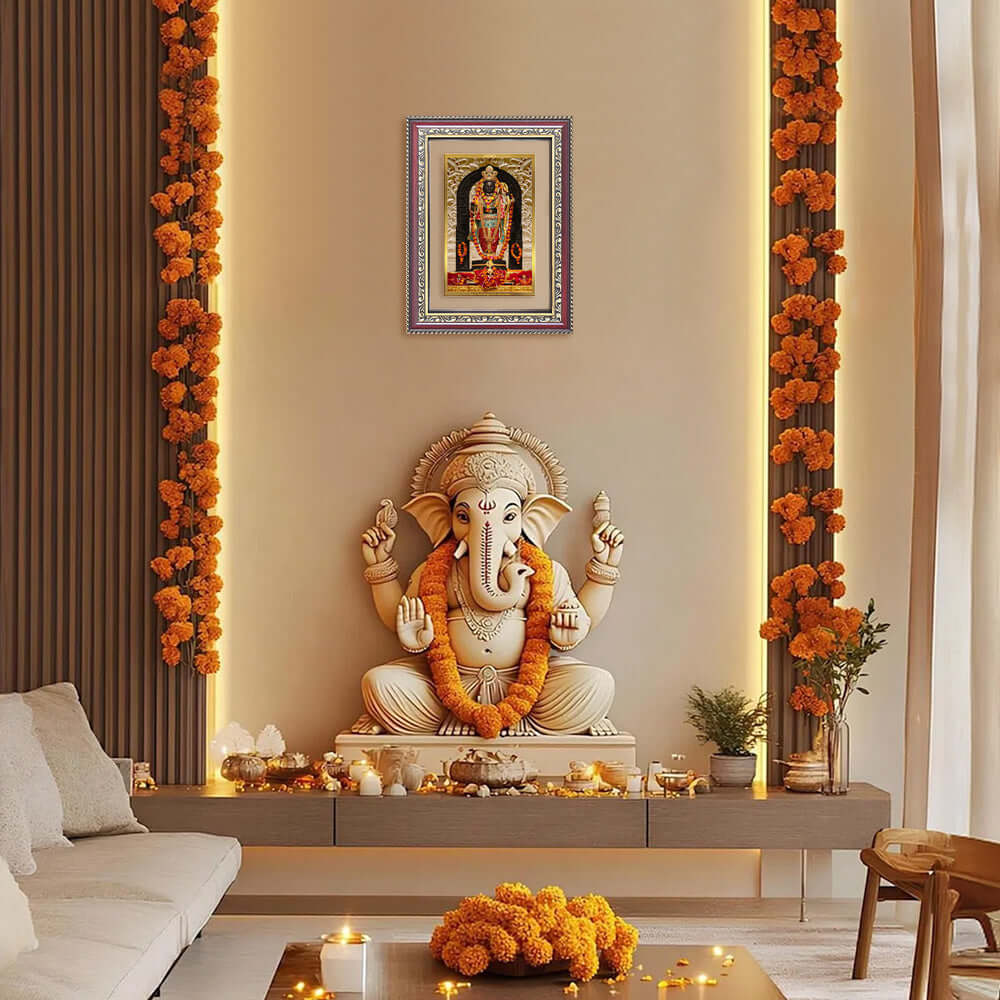 Ram Lalla with Arch | Divine Child m of Lord Ram at Ayodhya Temple Wall and Tabletop Photo Frame in 24K Gold Plated Foil