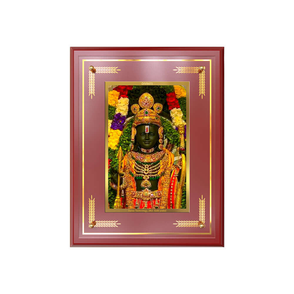 Ram Lalla | Divine Child of Lord Ram at Ayodhya Temple Wall and Tabletop Photo Frame in 24K Gold Plated Foil