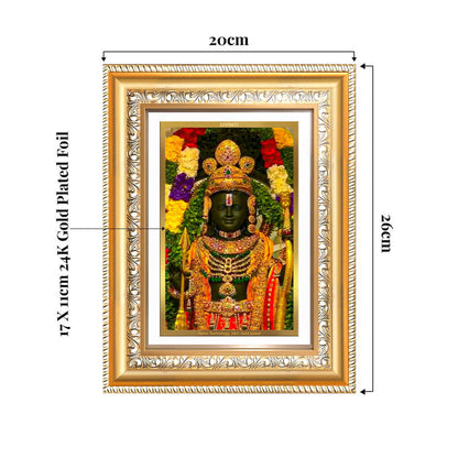 Ram Lalla | Divine Child of Lord Ram at Ayodhya Temple Wall and Tabletop Photo Frame in 24K Gold Plated Foil.