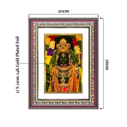 Ram Lalla | Divine Child of Lord Ram at Ayodhya Temple Wall and Tabletop Photo Frame in 24K Gold Plated Foil