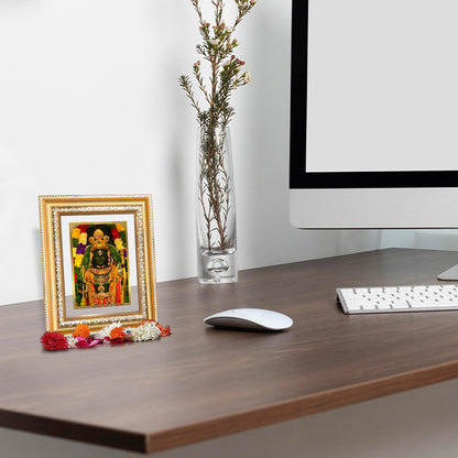 Ram Lalla Photo Frame in 24K Gold Plated Foil displayed on wooden table