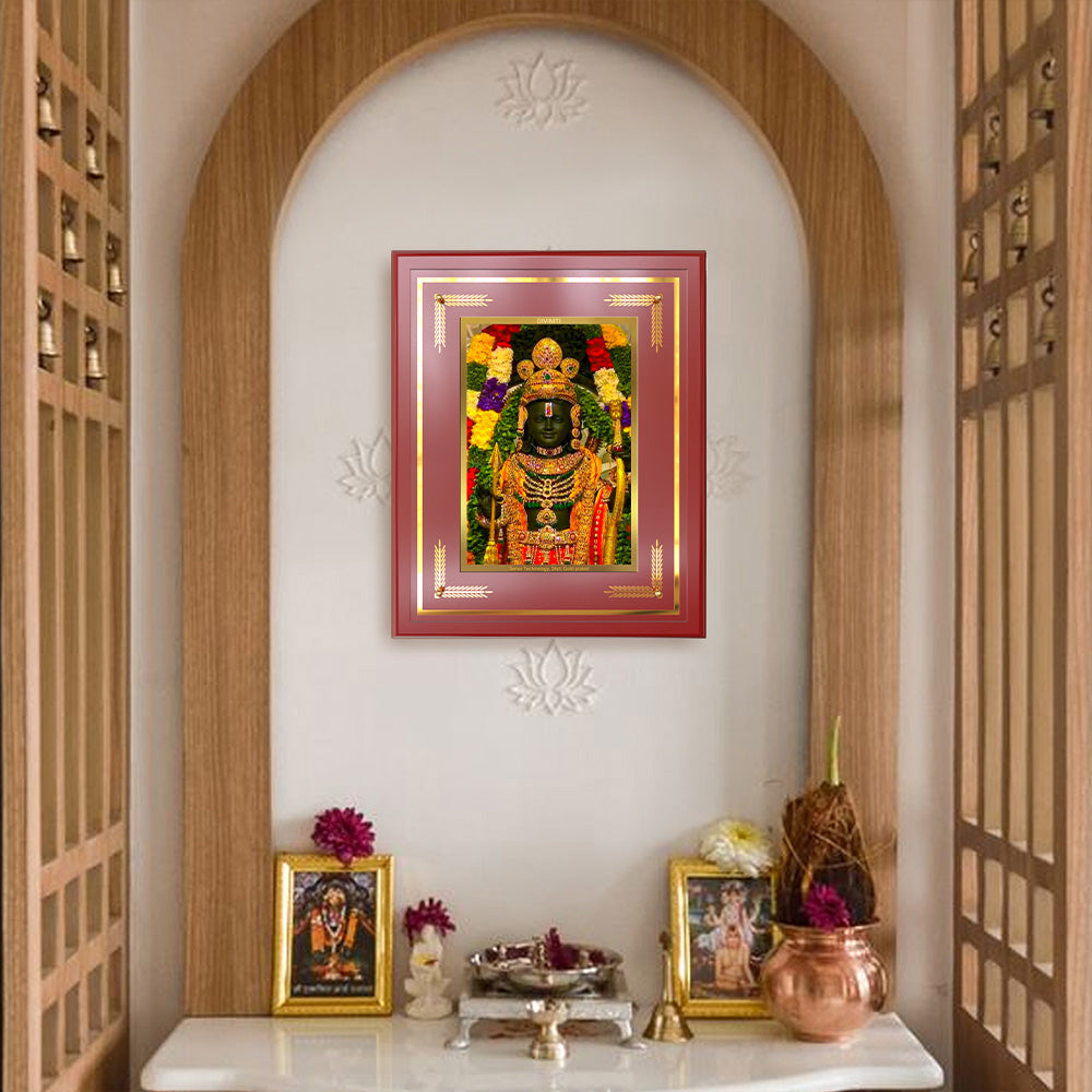 Ram Lalla | Divine Child Form of Lord Ram at Ayodhya Temple Wall & Tabletop Frame in 24K Gold Plated Foil