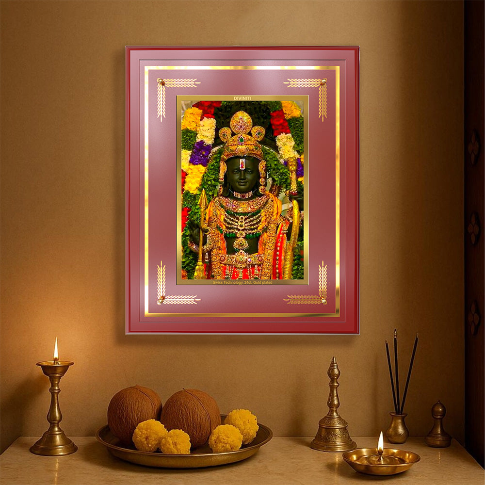 Ram Lalla | Divine Child Form of Lord Ram at Ayodhya Temple Wall & Tabletop Frame in 24K Gold Plated Foil