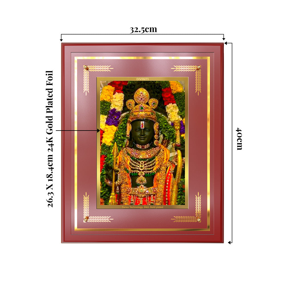 Ram Lalla | Divine Child Form of Lord Ram at Ayodhya Temple Wall & Tabletop Frame in 24K Gold Plated Foil