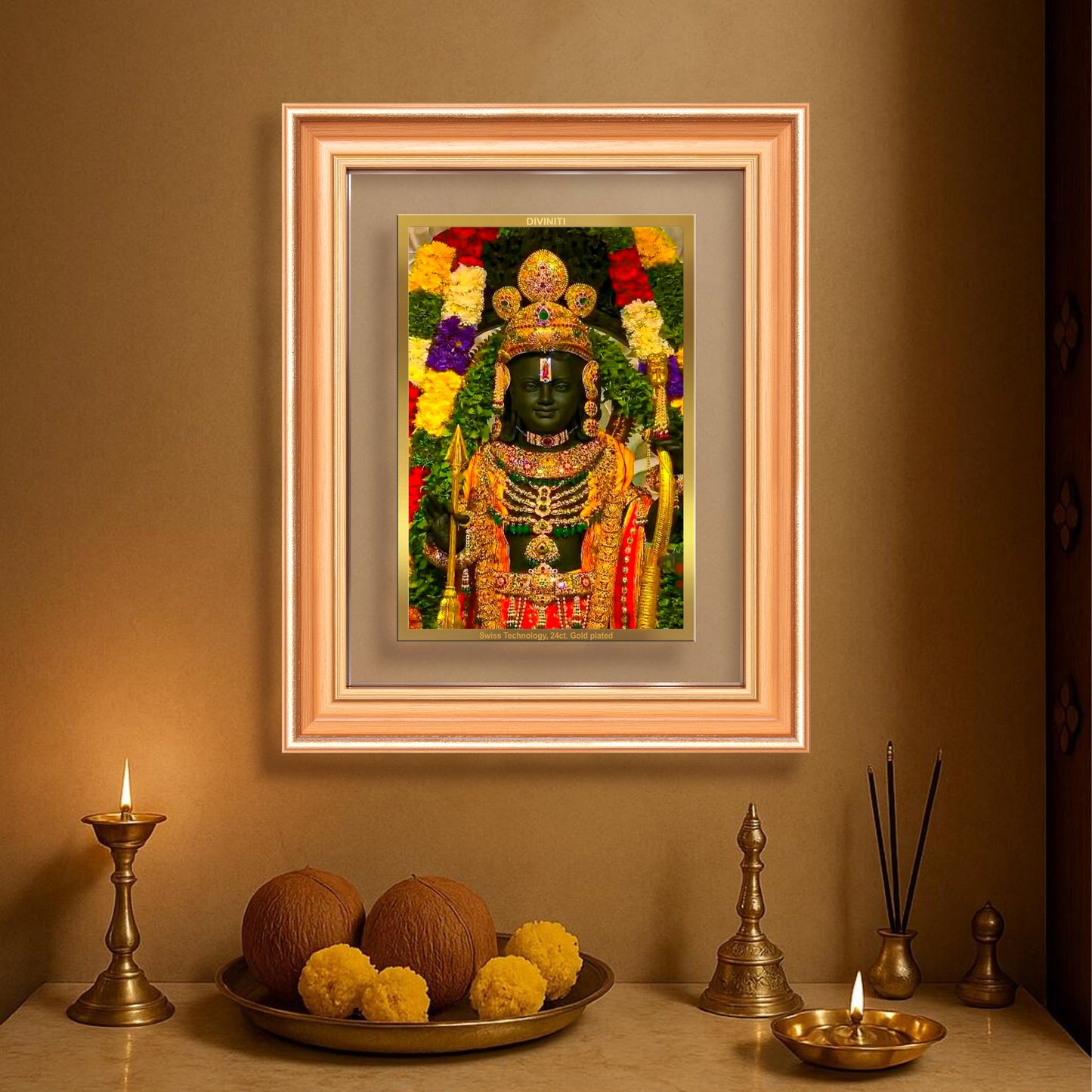 Ram Lalla | Divine Child Form of Lord Ram at Ayodhya Temple Wall & Tabletop Frame in 24K Gold Plated Foil