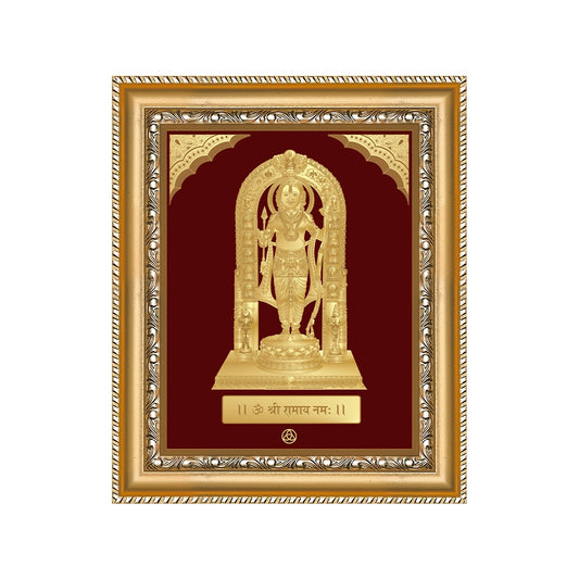 Ram Lalla | Divine Child Form of Lord Ram at Ayodhya Temple Gold on Gold Wall Hanging Frame in 24K Gold Plated Foil