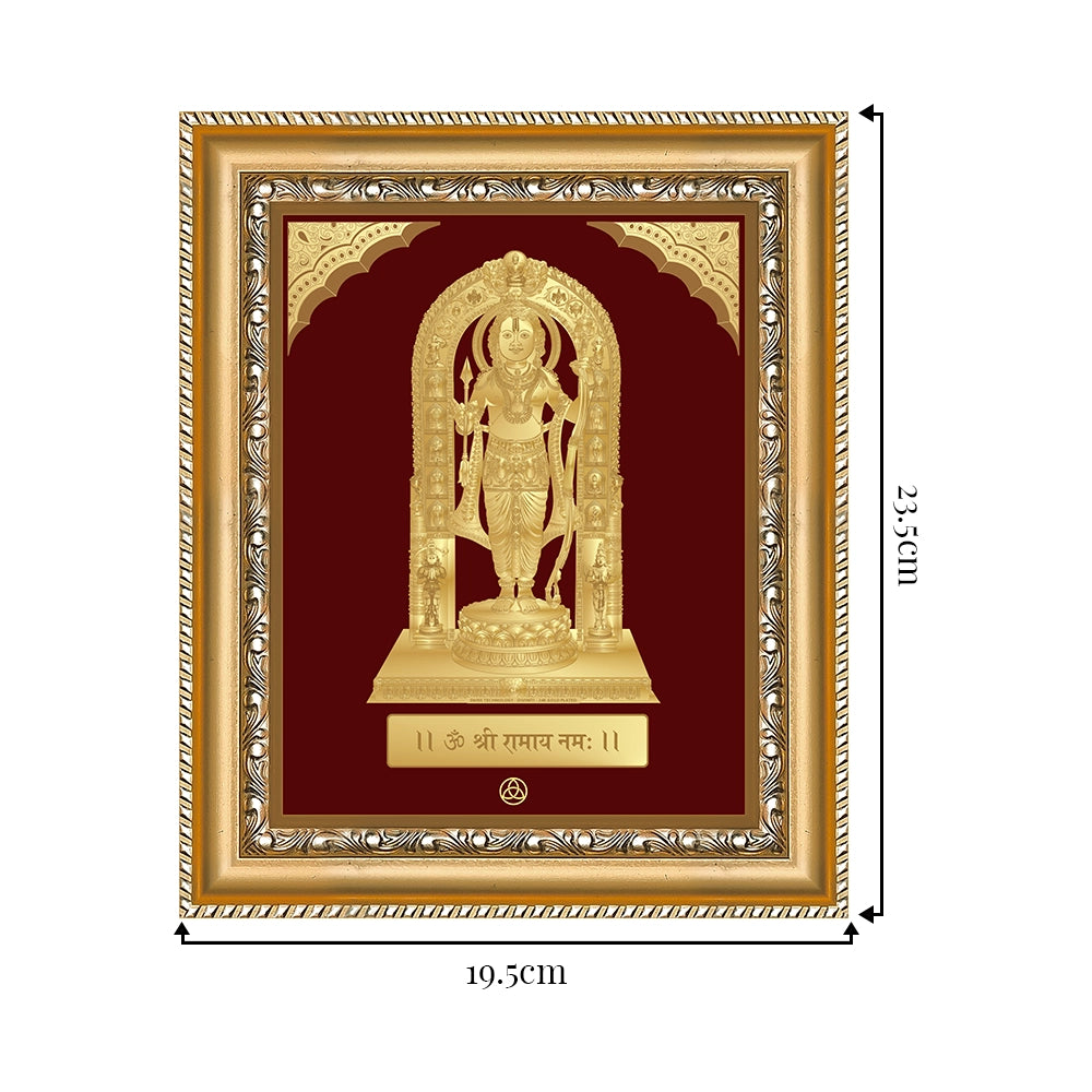 Ram Lalla | Divine Child Form of Lord Ram at Ayodhya Temple Gold on Gold Wall Hanging Frame in 24K Gold Plated Foil